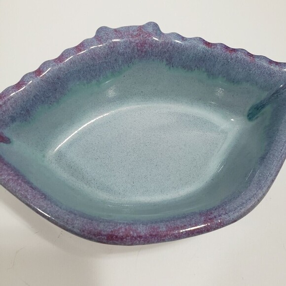 Crab Shaped Dish Bowl Art Pottery Glazed Stoneware Signed 8" Coastal Nautical - Picture 8 of 13